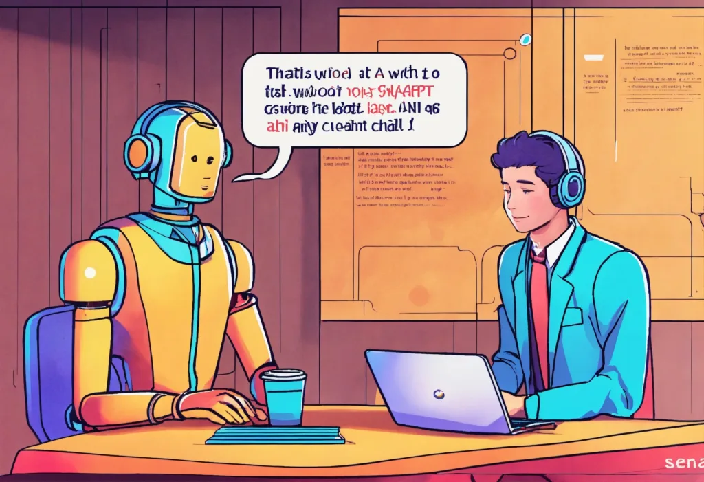 An interviewed with the AI chatbot ChatGPT. cartoo